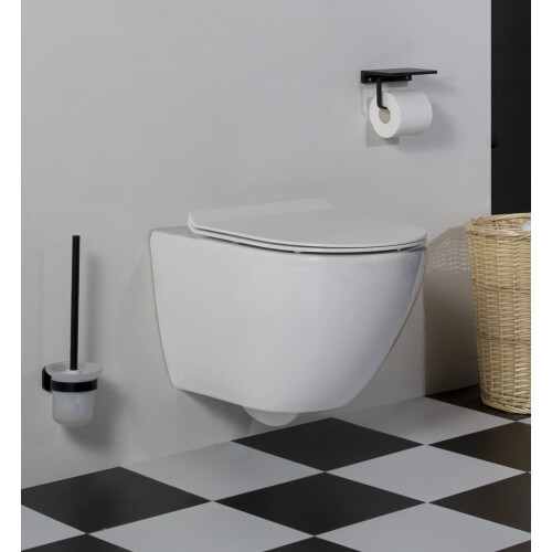 Saniclear Jama compact rimfree hangend toilet met platte softclose zitting
