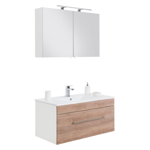 Saniclear Viva badmeubelset 2-delig 100cm licht eiken