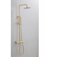 Saniclear Brass opbouw regendouche geborsteld messing / mat goud 30cm hoofddouche staaf handdouche