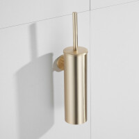 Saniclear Brass toiletborstel met wandhouder geborsteld messing mat goud