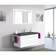 Saniclear Granite Black 100cm wit badkamermeubel met graniet bovenblad 1 kraangat