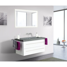 Saniclear Granite 100cm wit badkamermeubel met graniet bovenblad zonder kraangaten