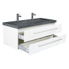 Saniclear Granite 130cm wit badkamermeubel met graniet bovenblad met 2 kraangaten