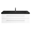 Saniclear Granite Black 130cm wit badkamermeubel met graniet bovenblad met 1 kraangat